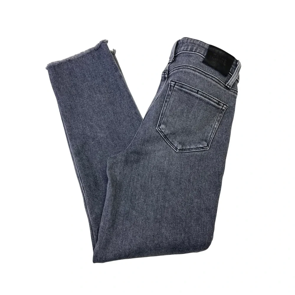 Paige Cindy High Rise Straight Leg Jeans 28 Ash Black Raw Hem Casual Grunge